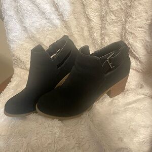 Black Ankle Boots with Buckle Detail